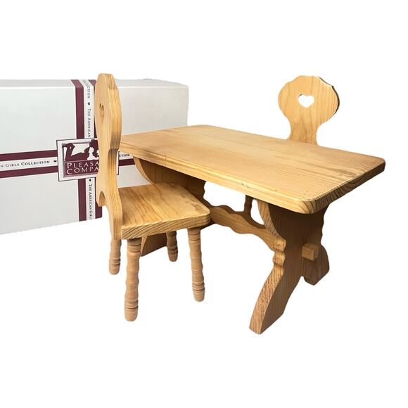 VTG American Girl Kirsten Wood TRESTLE TABLE & CHAIRS Set Doll Furniture In BOX - Picture 11 of 13